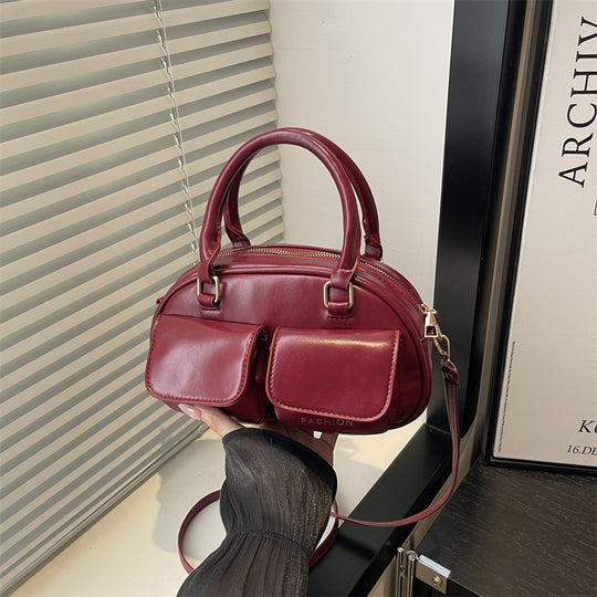 Damen stylische Lederhandtasche mit doppelten Fronttaschen Nord Taschen