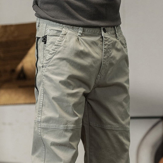 Herren Tapered Cargohose im Joggerstil mit Knie-Teilungsnähten, Tunnelzug & elastischen Bündchen Nord Taschen