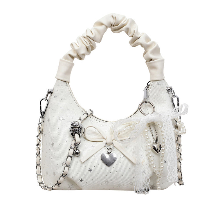 Damen Handtasche mit dekorativem Schleifen- und Perlendesign Nord Taschen
