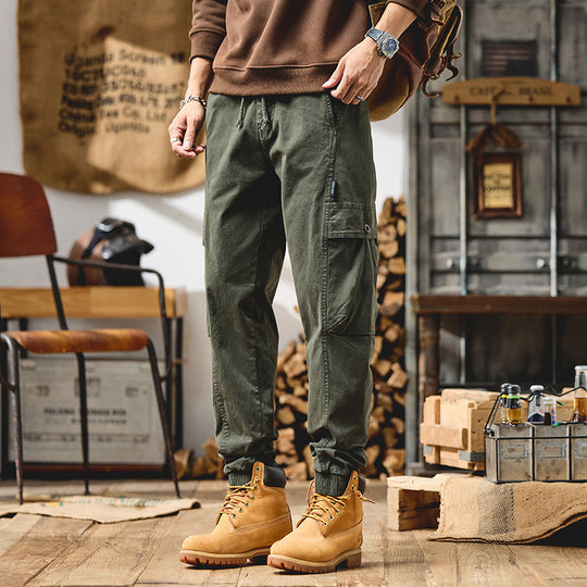 Herren Cargo-Joggerhose aus Baumwoll-Twill mit Kordelzug, Cargotaschen und elastischen Bündchen Nord Taschen