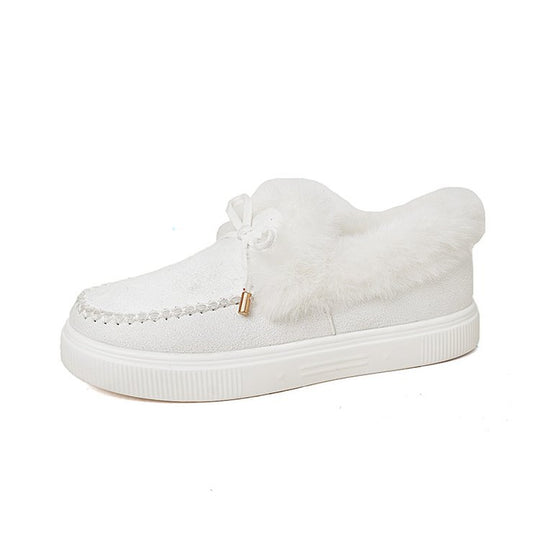 Damen Kuschel‑Mokassin‑Slipper mit hochfloriger Fellmanschette, dekorativer Steppnaht und leichtem Plateau‑Sohlenprofil Nord Taschen
