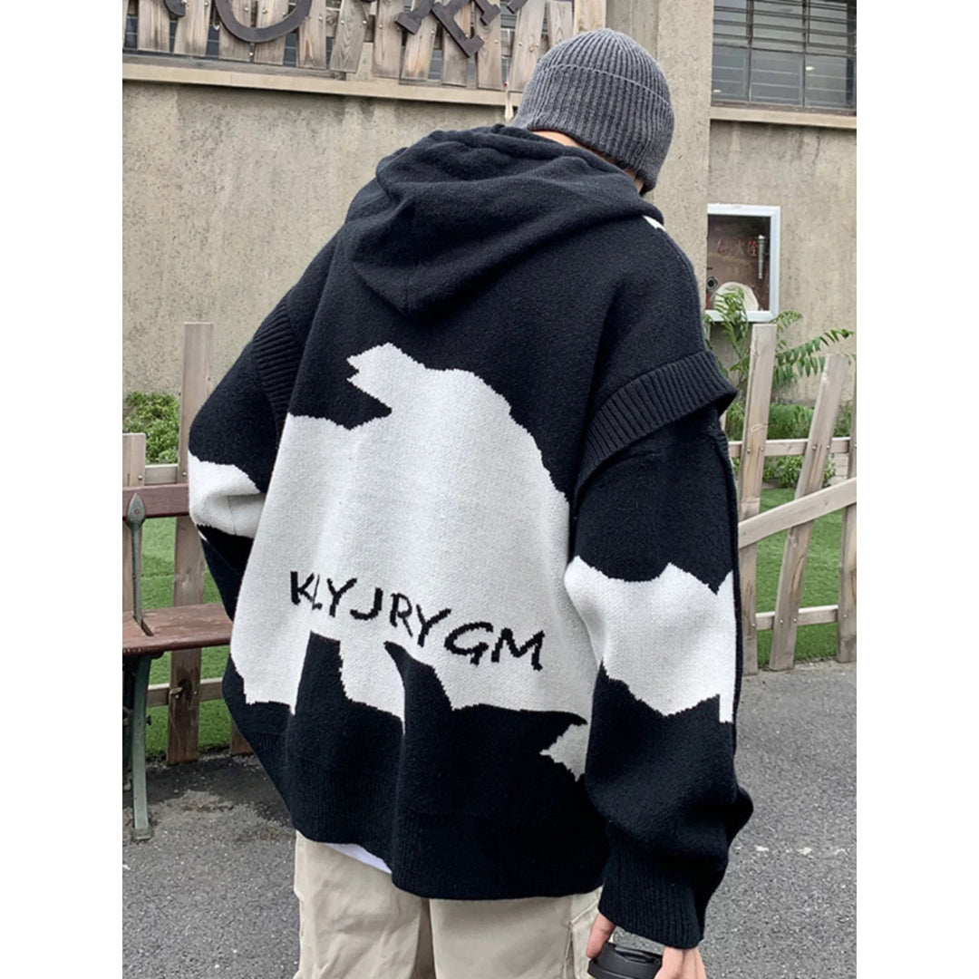 Herren Lässiger Oversized Pullover mit Knopfleiste Nord Taschen