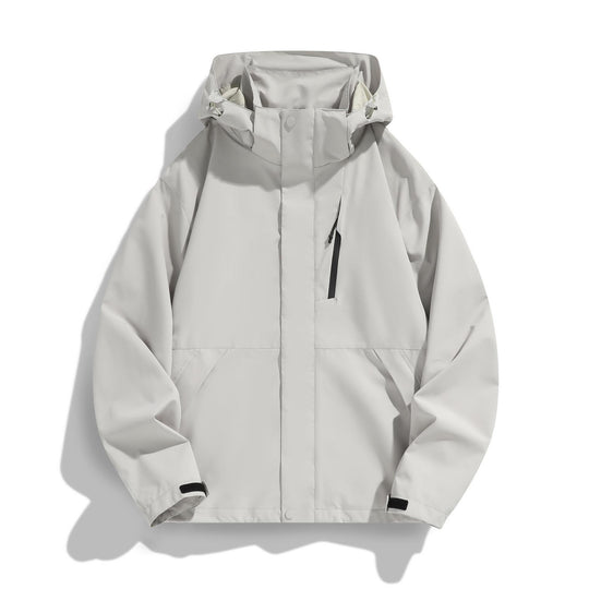 Damen Wasserabweisende Kapuzen‑Übergangsjacke mit verstellbarer Kapuze, verdeckter Frontblende und Multifunktionstaschen Nord Taschen