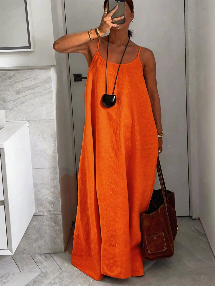 Damen luftiges Leinen-Maxikleid Nord Taschen