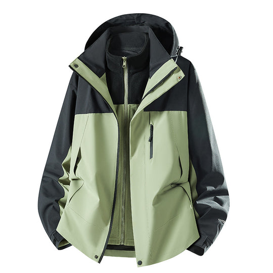 Herren zweiteilige Softshelljacke mit herausnehmbarer Fleece-Innenjacke, verstellbarer Kapuze und wasserabweisender Membran Nord Taschen