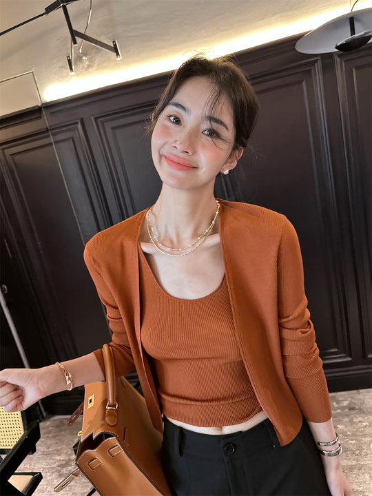 Damen schulterfreies Midikleid mit quadratischem Ausschnitt und kurzem Cape-Blazer Nord Taschen