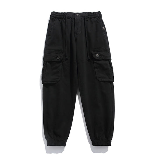 Herren Weiche Baumwoll-Utility-Cargohose im Joggerstil mit elastischem Bund und großvolumigen Klappentaschen Nord Taschen