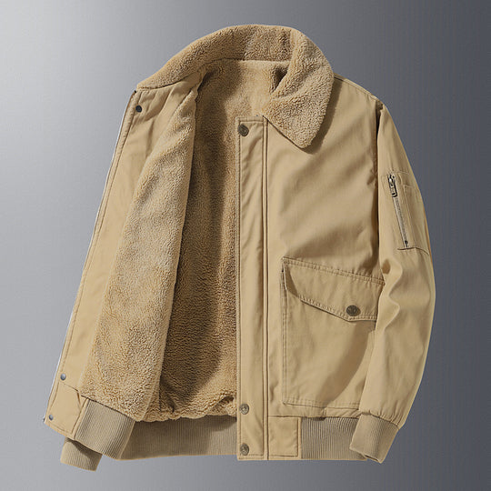 Herren Teddygefütterter Pilotenblouson im Worker‑Style mit Ärmeltasche und Pattentaschen Nord Taschen