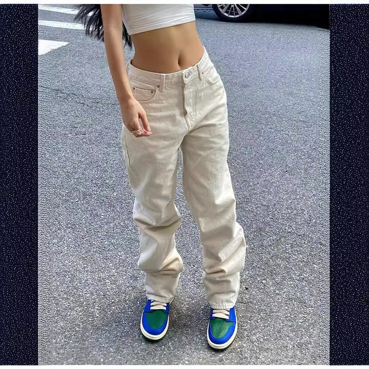 Damen weite High-Waist Baggy-Jeans mit tiefem Schritt, Five-Pocket Design und extra-langen Beinen Nord Taschen
