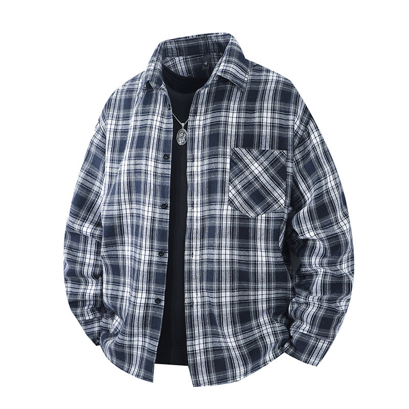 Herren Oversize kariertes Flanellhemd mit Brusttasche und entspannter Overshirt-Passform Nord Taschen