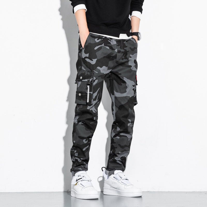 Herren Camouflage Cargo-Jogginghose mit Tapered-Schnitt, elastischem Bund und Multifunktionstaschen Nord Taschen