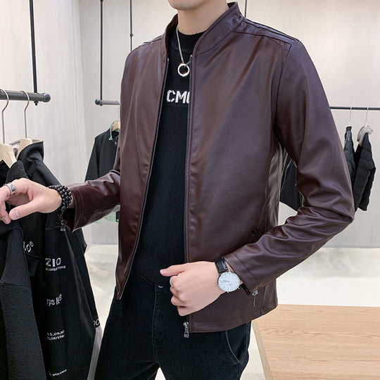 Herren Modische Lederjacke mit stylischem Kragen Nord Taschen