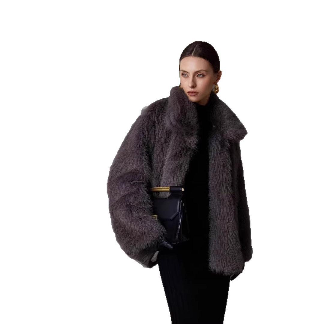 Damen Kurze Boxy‑Kunstpelzjacke mit extraweichem Hochflor und voluminösem Schalkragen Nord Taschen