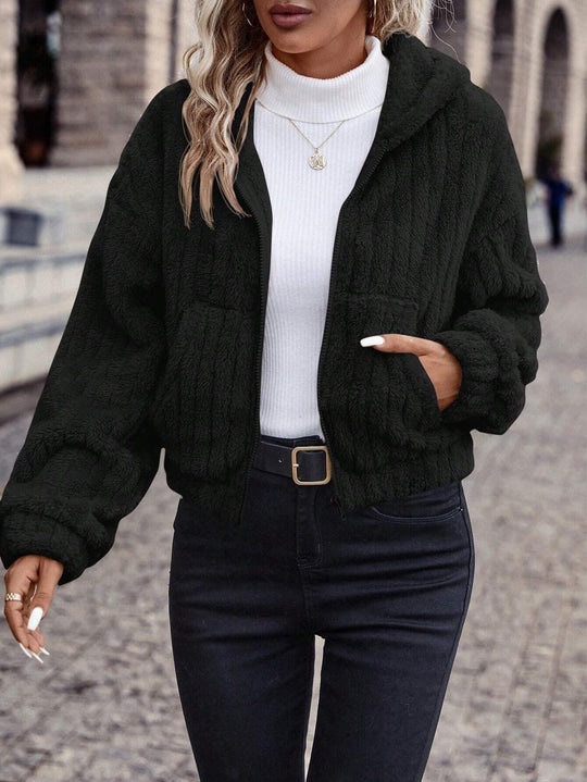 Damen Fleecejacke mit Kapuze und weichem Innenfutter Nord Taschen