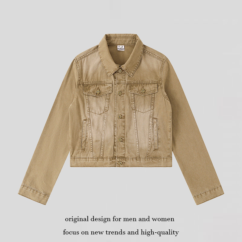 Damen Kurze Jeansjacke im Vintage-Stil mit Knopfleiste, Brusttaschen und figurnahem Schnitt Nord Taschen