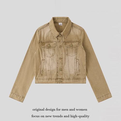 Damen Kurze Jeansjacke im Vintage-Stil mit Knopfleiste, Brusttaschen und figurnahem Schnitt Nord Taschen