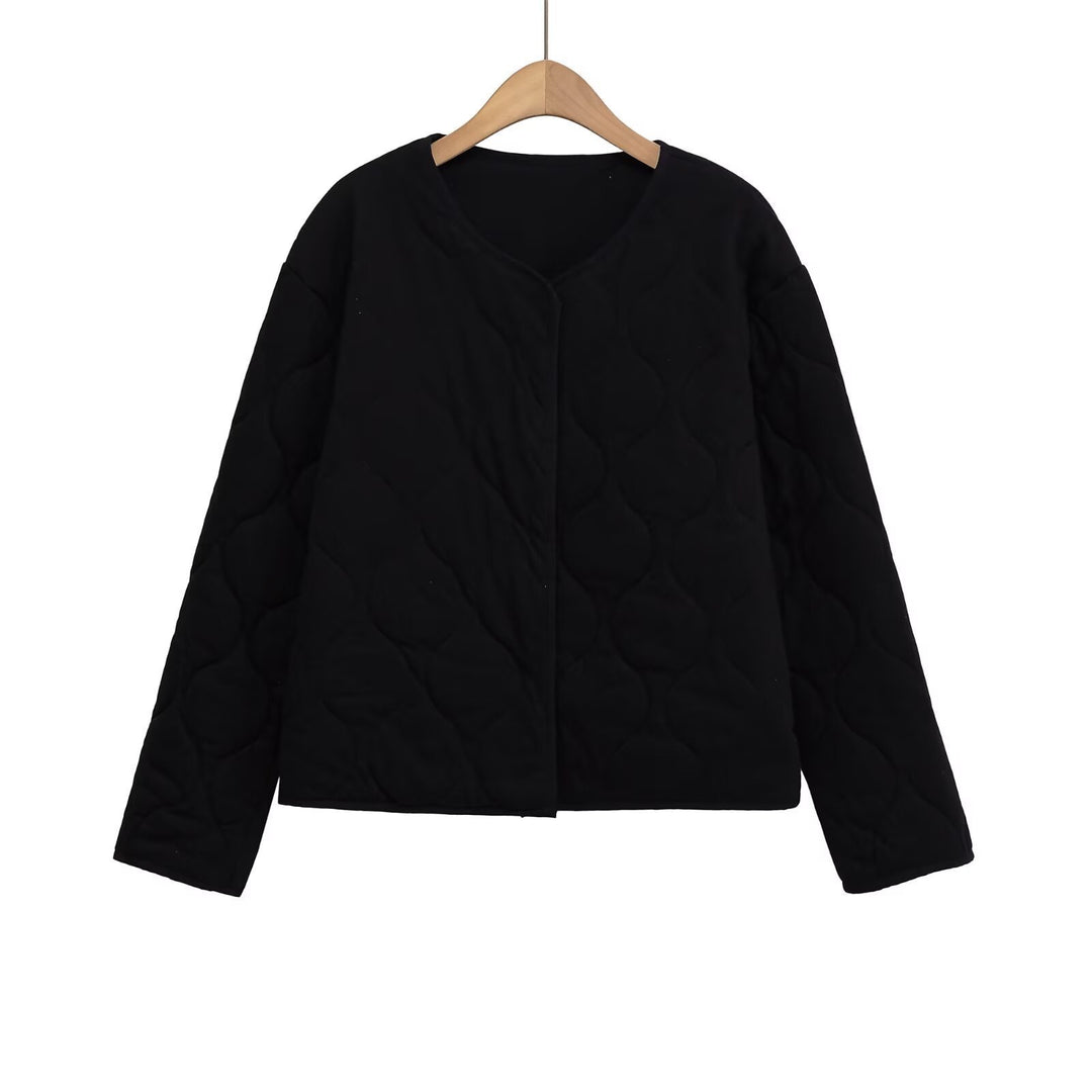 Damen Steppjacke ohne Kragen mit kastiger Silhouette und tonaler Wellensteppung Nord Taschen