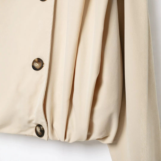 Damen Cropped Doppelreihige Trenchjacke mit Funnelkragen und Tunnelzugsaum Nord Taschen