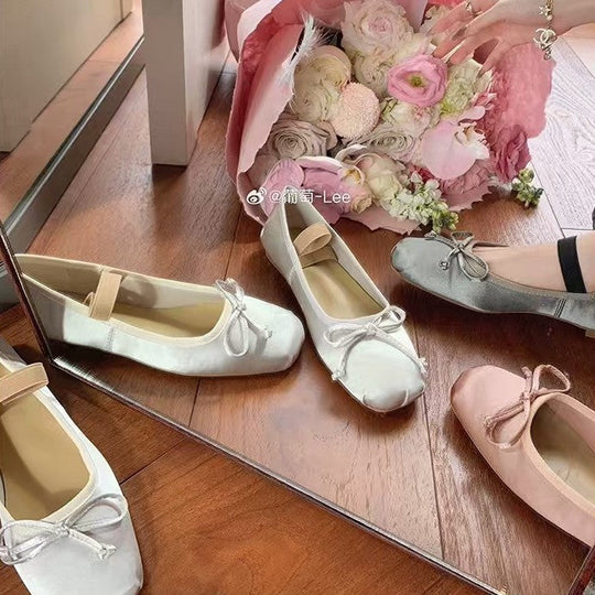 Damen Ballerina-Schuhe mit glamourösem Schleifendetail und flexiblem Riemendesign