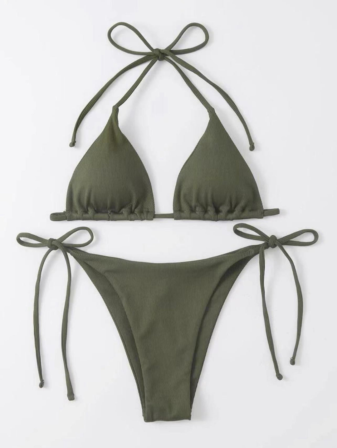 Damen Triangel-Bikini mit seitlichem Knoten und verstellbaren Trägern