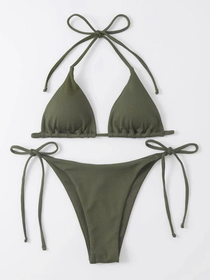 Damen Triangel-Bikini mit seitlichem Knoten und verstellbaren Trägern
