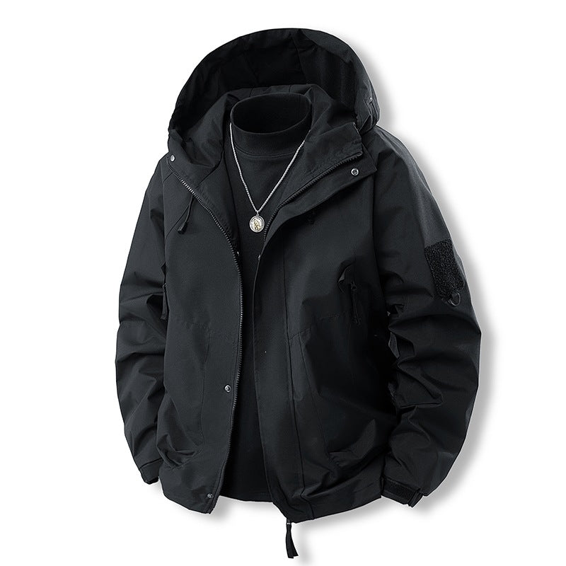 Herren Funktionale Kapuzen‑Übergangsjacke mit wasserabweisender Hülle, Utility‑Taschen & verstellbarem Saum Nord Taschen
