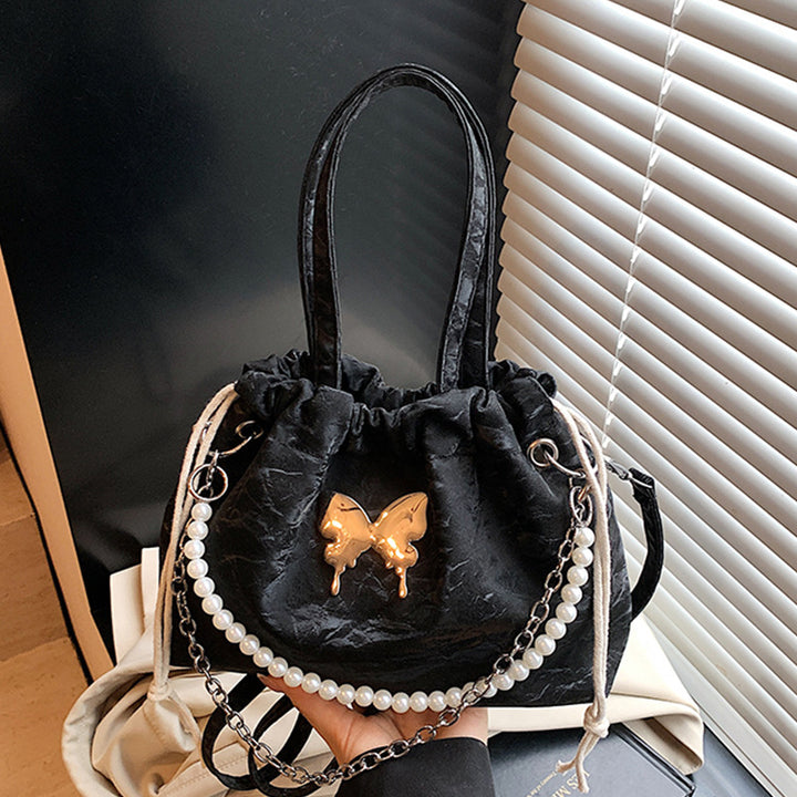 Damen Hobo-Tasche mit dekorativem Ketten- und Perlenbesatz Nord Taschen
