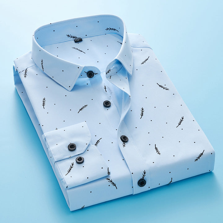 Herren Slim-Fit Business-Hemd mit feinem botanischem Print und Kentkragen Nord Taschen