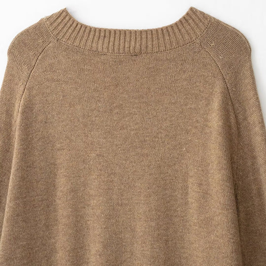 Damen Oversize V‑Ausschnitt Pullover mit Rautenmuster und Rippenbündchen Nord Taschen