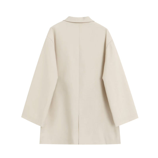 Damen Oversize Doppelreihiger Blazer mit tiefem Revers und Paspeltaschen Nord Taschen