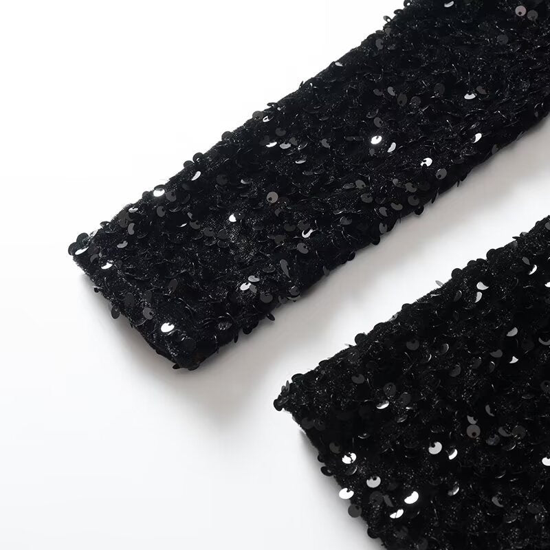 Damen Paillettenbesetztes Samt‑Minikleid mit schmeichelnder Korsage und ausgestelltem Rock Nord Taschen
