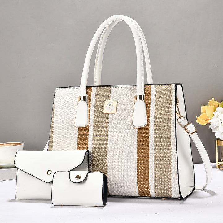 Damen elegante Schultertasche im gestreiften Design mit praktischer Mini-Clutch Nord Taschen