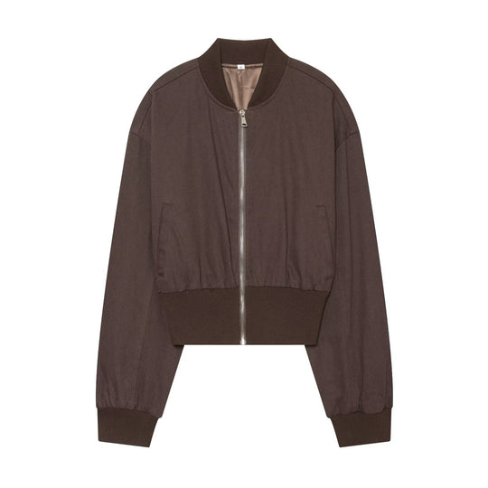 Damen Cropped Bomberjacke mit breitem Rippbündchen und durchgehendem Reißverschluss Nord Taschen