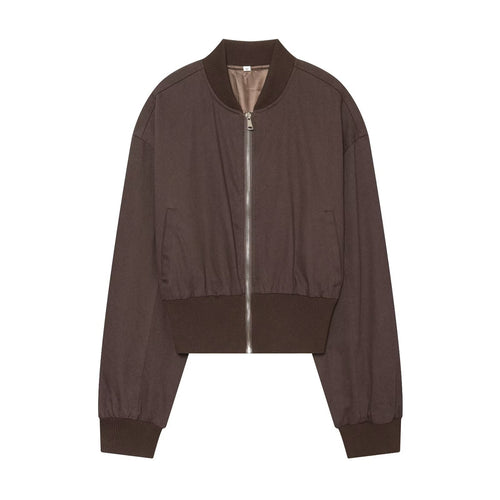 Damen Cropped Bomberjacke mit breitem Rippbündchen und durchgehendem Reißverschluss Nord Taschen