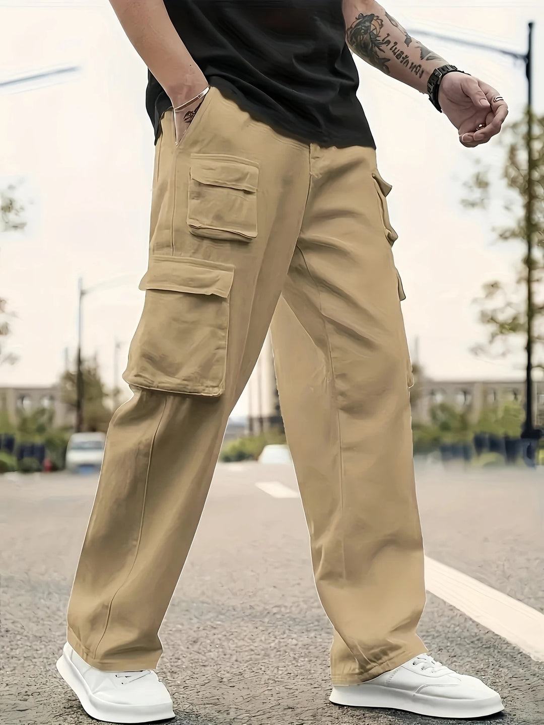 Herren Multifunktionale Cargo-Hose mit mehreren Klapptaschen und geradem Bein Nord Taschen