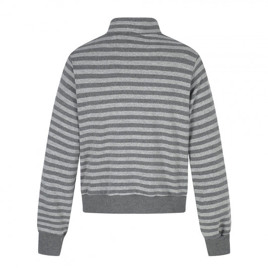 Unisex Gestreifter Zip-Hoodie mit Troyerkragen, Brust-Print und Reißverschlusstaschen Nord Taschen