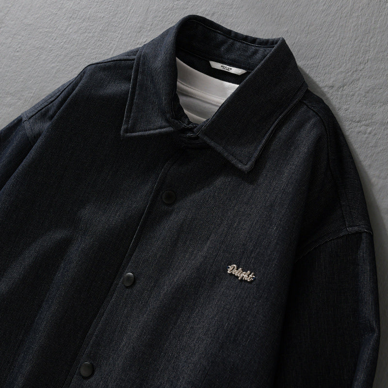 Herren Jeansjacke mit Druckknöpfen und elastischem Saum Nord Taschen