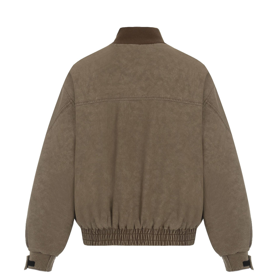 Herren Kurzboxy Blouson aus Cordstoff mit hohem Rippkragen und elastischem Saum Nord Taschen