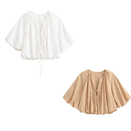 Damen Oversized Cape-Bluse mit Kordelzug, gerafftem Saum und voluminösen Fledermausärmeln Nord Taschen