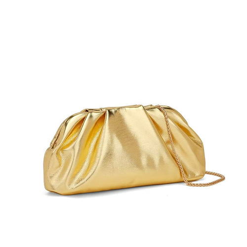 Damen elegante Clutch-Tasche mit goldener Metalloberfläche und modischem Kettenhenkel Nord Taschen