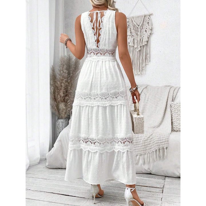 Damen Langes, elegantes Maxikleid mit Spitzenakzenten und Volants