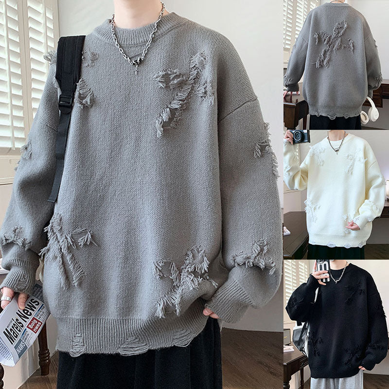 Damen Grobstrickpullover mit Fransen Nord Taschen