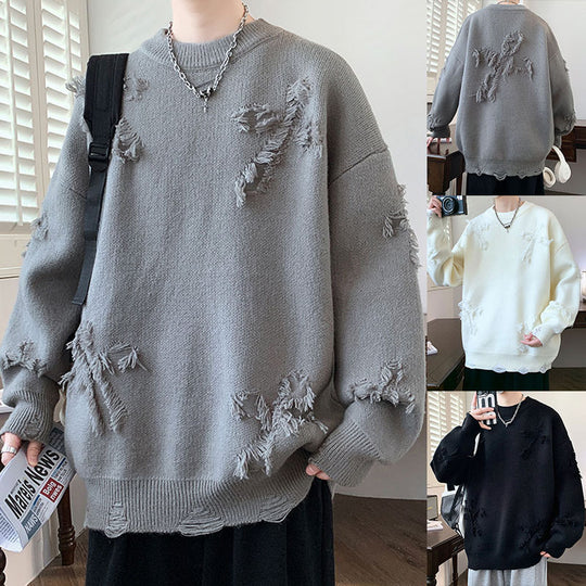 Damen Grobstrickpullover mit Fransen Nord Taschen