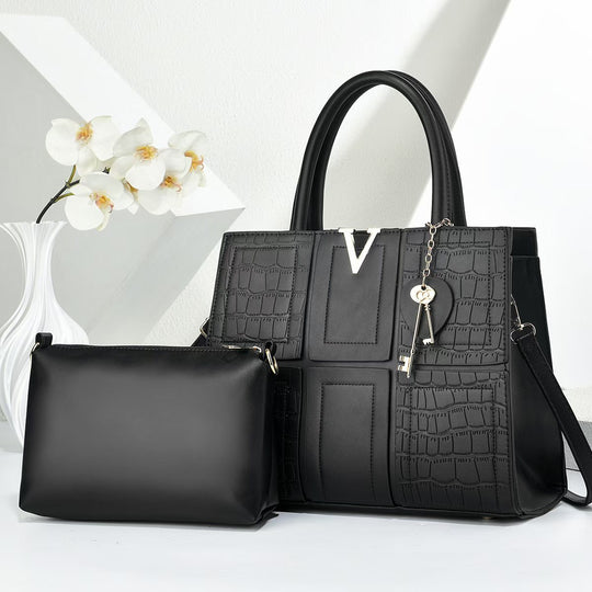 Damen Handtasche mit eleganter Kroko-Prägung und abnehmbarer Kosmetiktasche Nord Taschen