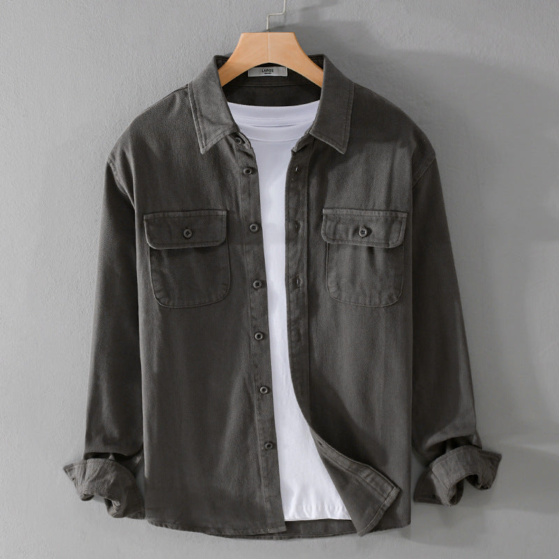 Herren Leichtes Baumwoll-Twill-Overshirt mit Brustklappen und Relaxed-Fit Nord Taschen