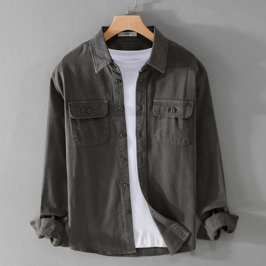 Herren Leichtes Baumwoll-Twill-Overshirt mit Brustklappen und Relaxed-Fit Nord Taschen