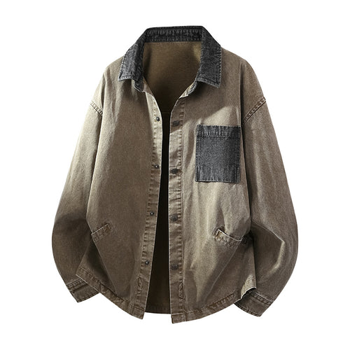 Herren Locker geschnittene Denim-Hemdjacke mit Kastenform und Eingrifftaschen Nord Taschen