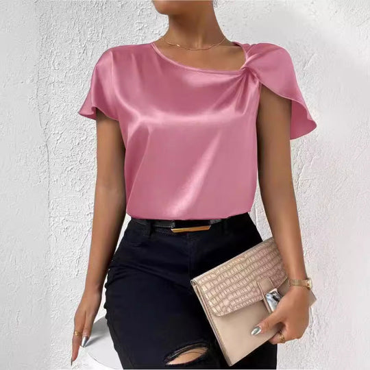 Damen Elegantes Top mit asymmetrischem Schnitt und feinem Glanz