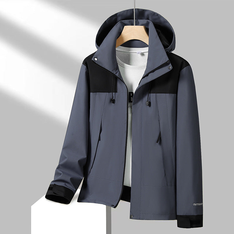 Herren Leichte Softshelljacke mit Kontrast-Schulter, verstellbarer Kapuze und wasserabweisender Membran Nord Taschen