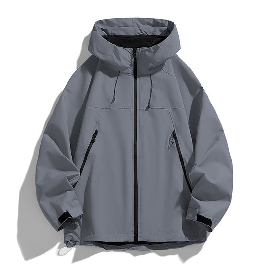 Herren Technische Kapuzen-Utilityjacke mit Kontrastpaneelen und wasserabweisender Membran Nord Taschen